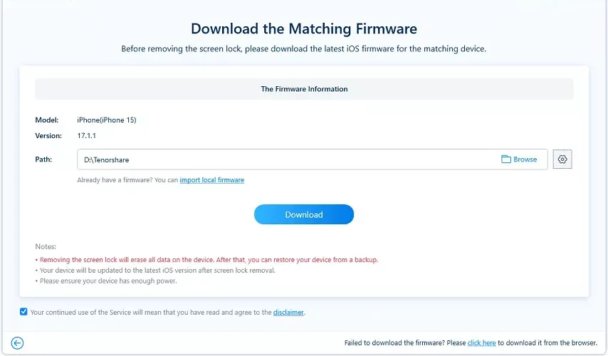 Étape 3 — Téléchargement du firmware